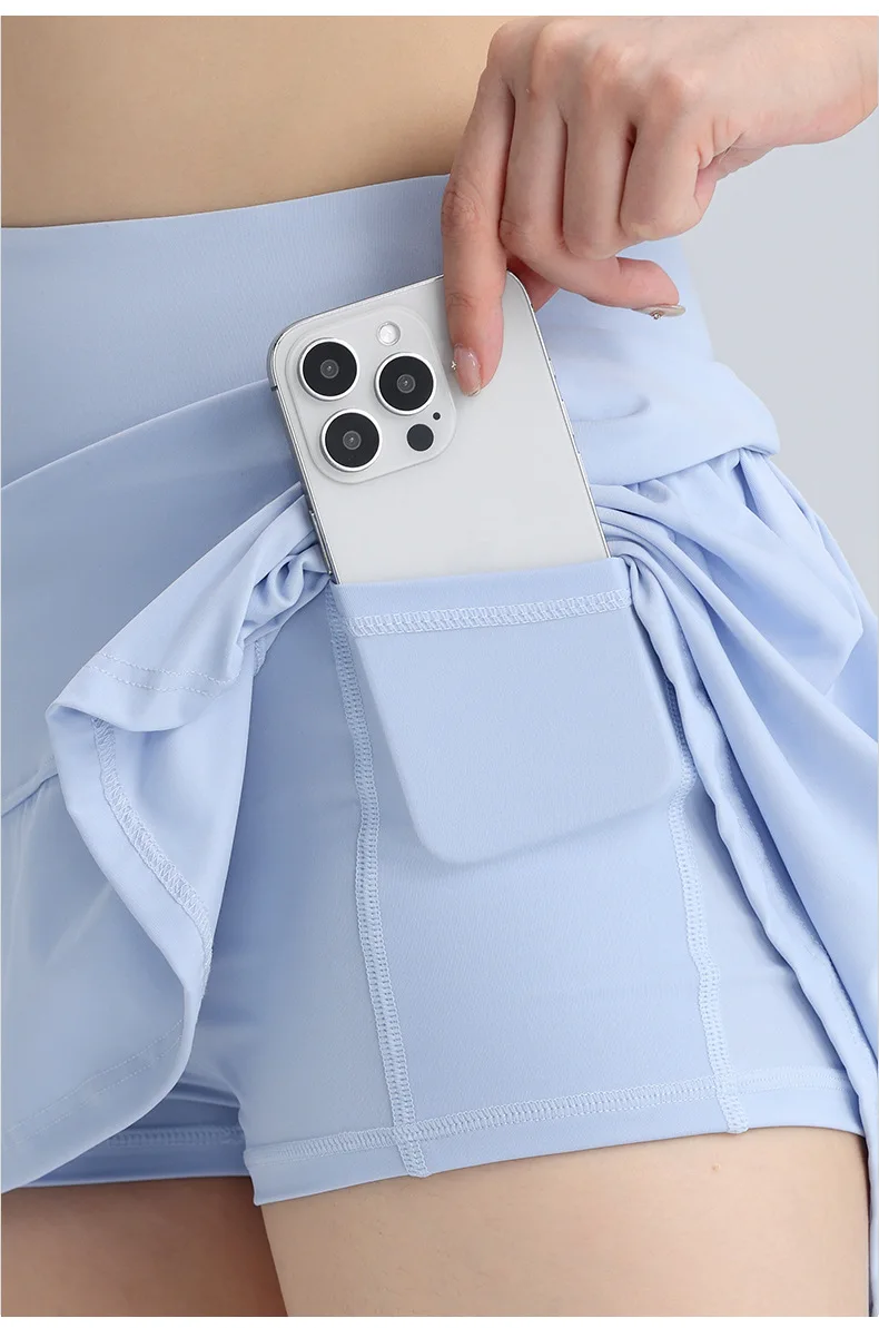 High Waist Push Up Hip Women's Tennis Skirt Cheerleaders Inner Lining Shorts Running Athletic Sport Gym Exercise Pleated Skirts