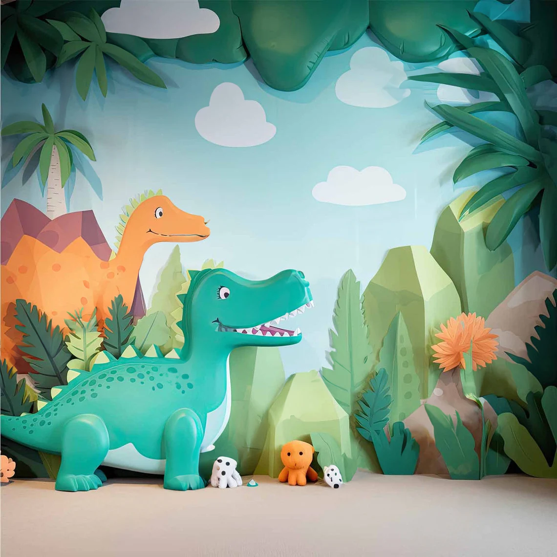 

Фоны для студийной фотосъемки с изображением динозавров детских животных пальм Рокки гор облаков компьютерная печать день рождения