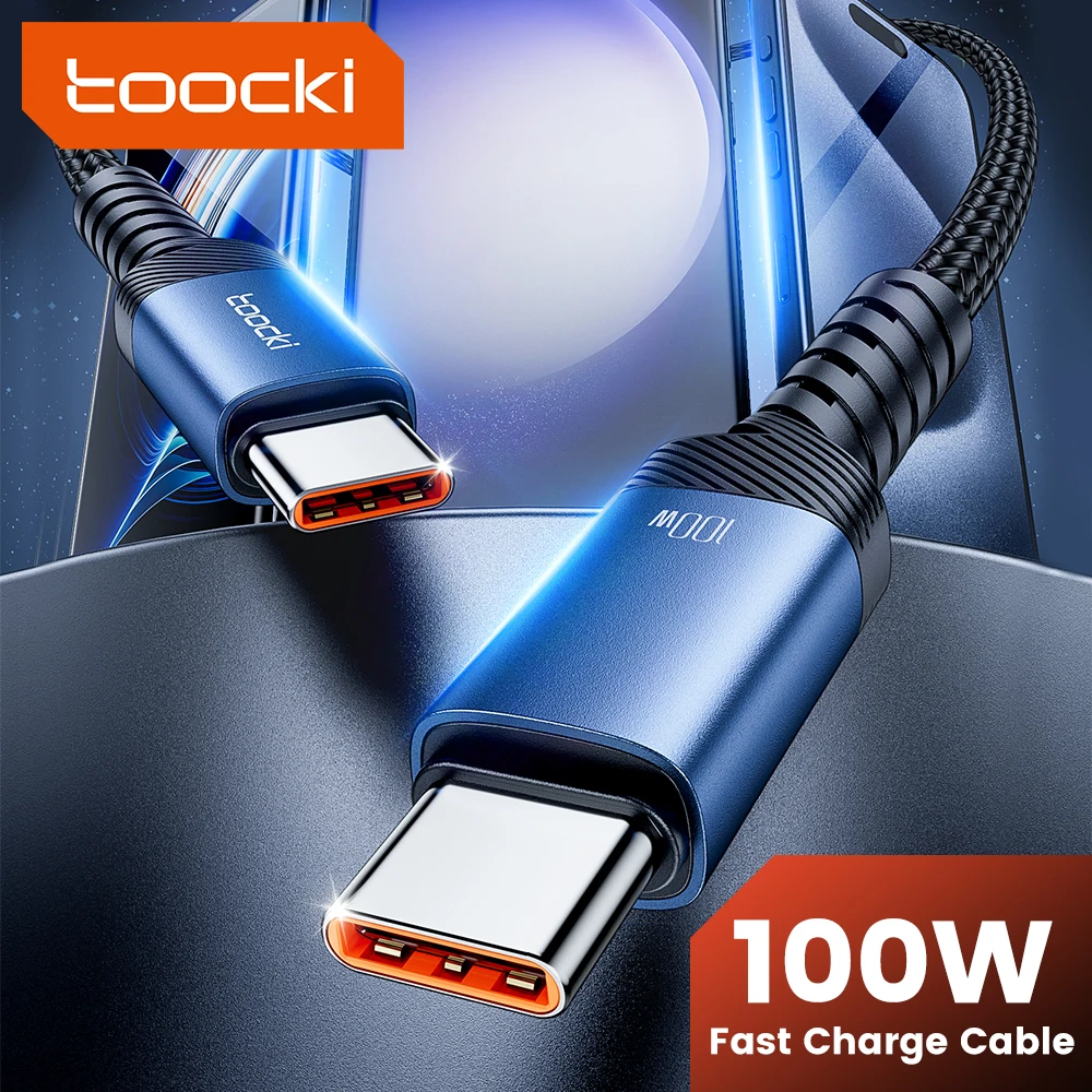 Toocki-Cable de carga rápida tipo C a tipo C, 100W, PD, Cable USB C a USB C para Xiaomi POCO F3, Realme, Macbook, Samsung, iPad