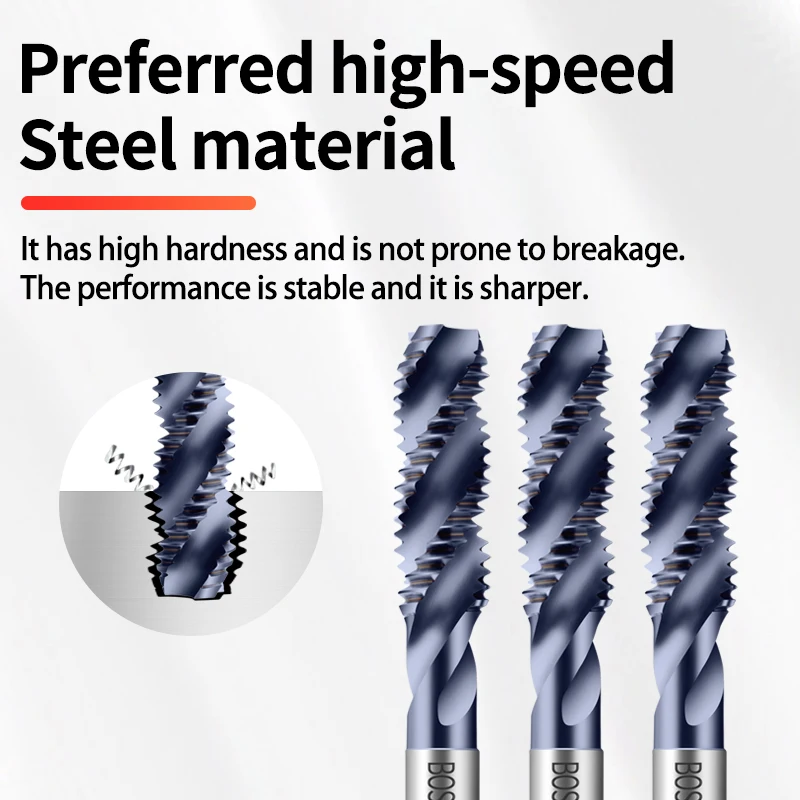 HSSE-PM JIS Standard Spiral Fluted Tap Pointed M2 M2.5 M3 M4 M5 M6 M8 M10 M12 Machine Screw Thread T