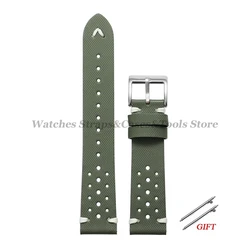 Premium Perforated Nylon Sailcloth Watch Strap - Quick Release, Breathable Design for Men and Women (Army Green)