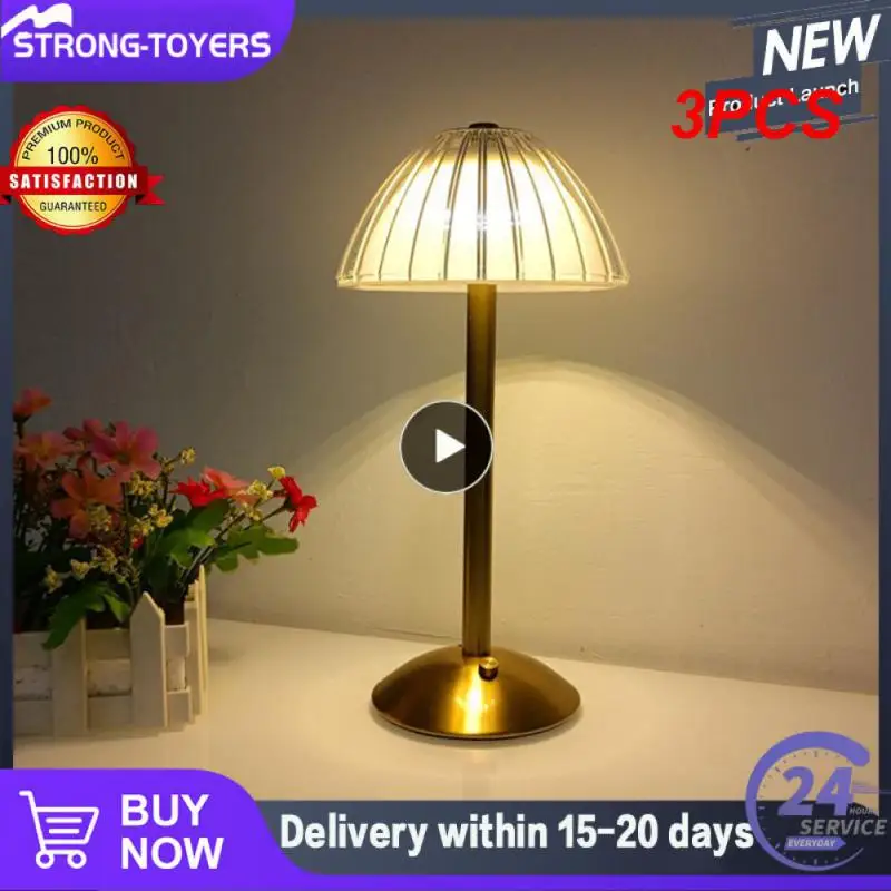 

3PCS Nordic Crystal Rechargeable Table Lamp LED Bar Lamp Touch Dimmable Golden Desk Lamp Living Room Bedroom Hotel Lamp Bedside