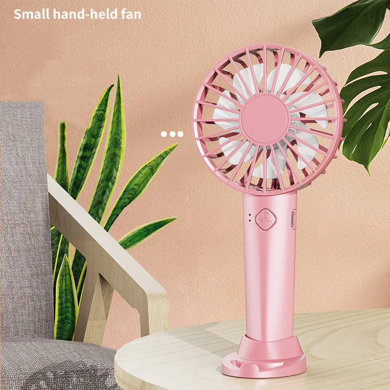 USB Mini Strong Wind Handheld Fan Portable Quiet Rechargeable Hand Desktop Fan for Student