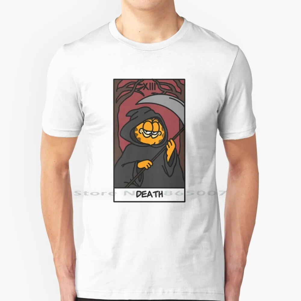 The Death Tarot Card Ma It'S T Shirt 100% Cotone Death Tarot Odie Cats Dogs Meme Arcana Witch Flowers Girasole Floral Love