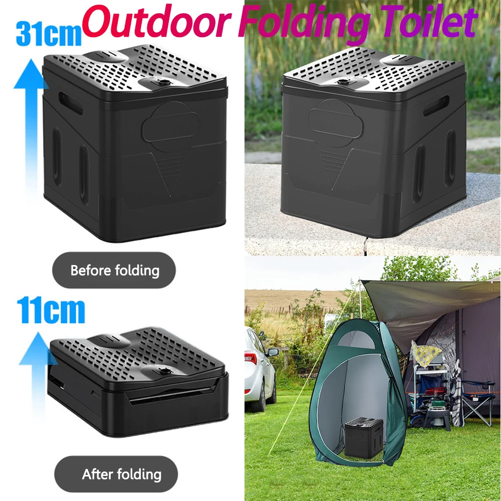 Folding Toilet Portable Car Toilet Bucket Strong Bearing Capacity Reusable Trash Can for Tour Emergency Self-driving Travel