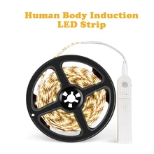 

Battery Powered LED Strip Light 5V 2835 Human Body Intelligent Induction Lighting Strip Wardrobe Cabinet Light Bar Warm White