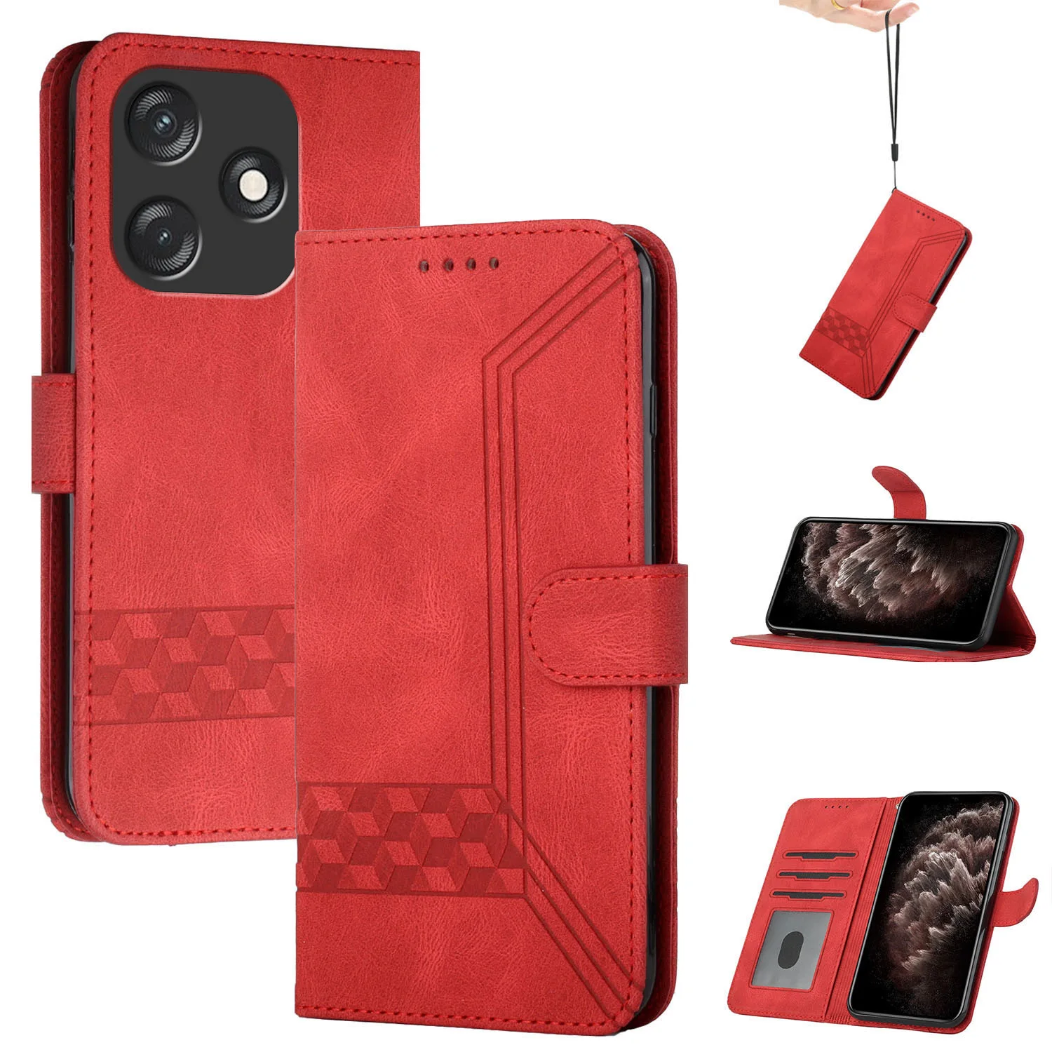 Leather Wallet Phone Case with 3 Card Slots and Handbag Book Flip Cover