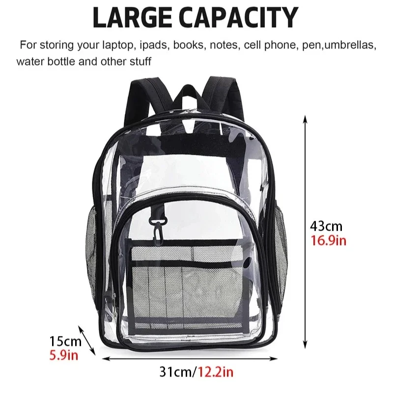 Transparent Shoulder Bag Unisex Fashion Simple Large Capacity Portable Backpacks Multifunctional Waterproof Male Female Knapsack