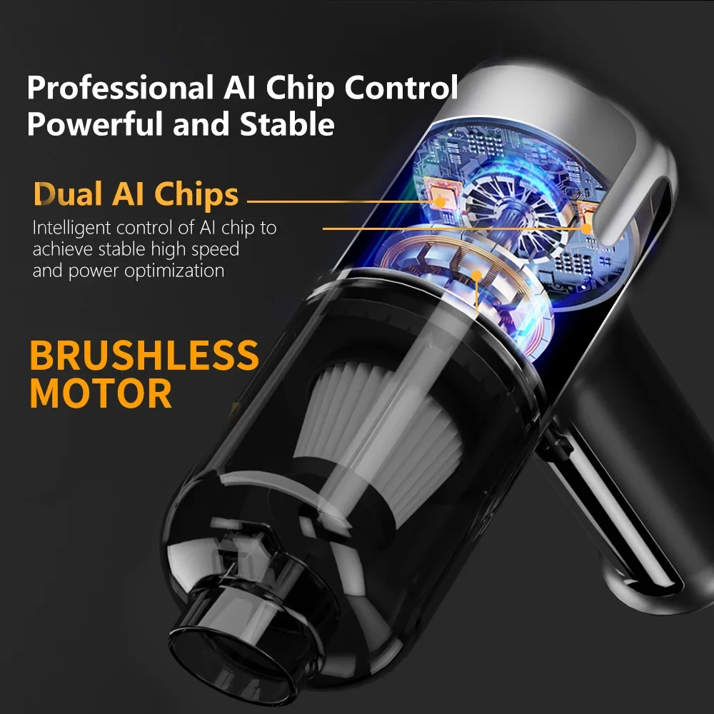 Car Vacuum Cleaner Strong Suction 140000PA  Dual-Purpose Powerful Wireless Handheld Mini Blower for Home Appliance