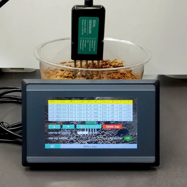 Soil Moisture Temperature Humidity EC PH Salinity NPK 8 in 1 Sensor with HMI Touch Screen Kit 5