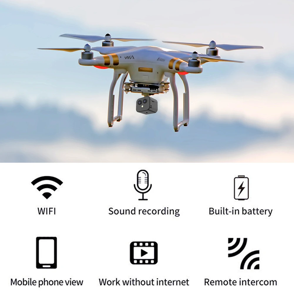 WiFi Mini Camera 16 Million Pixels 170-Degree Wide-Angle Lens 4K HD Night Vision Security Monitoring Camera USB Rechargeable