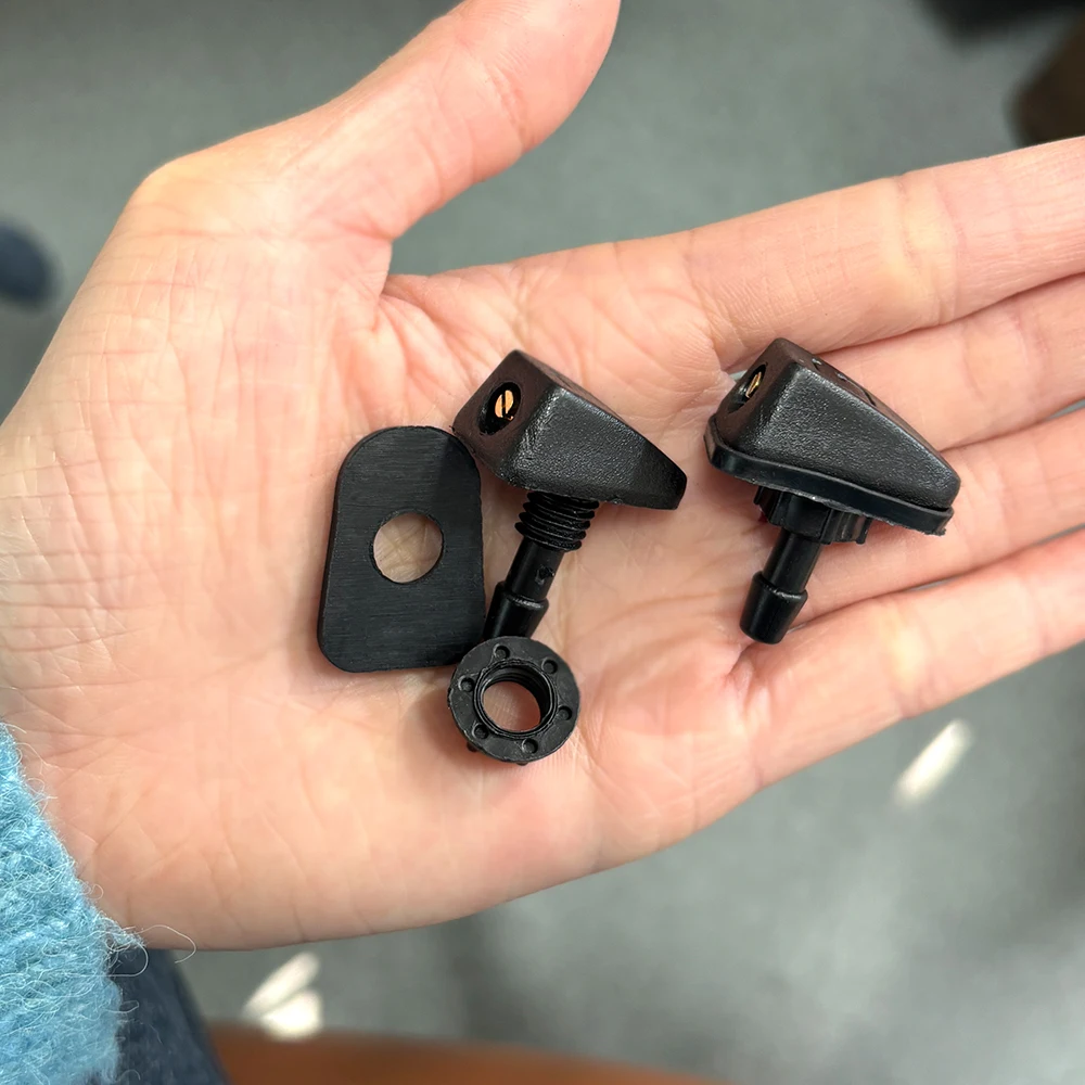 Heavy-Duty Washer Nozzles 2Pcs–Anti-Clog Fan Spray Jets for Car Windshield,UV-Resistant Freeze-Proof,Universal Fit for Sedan SUV