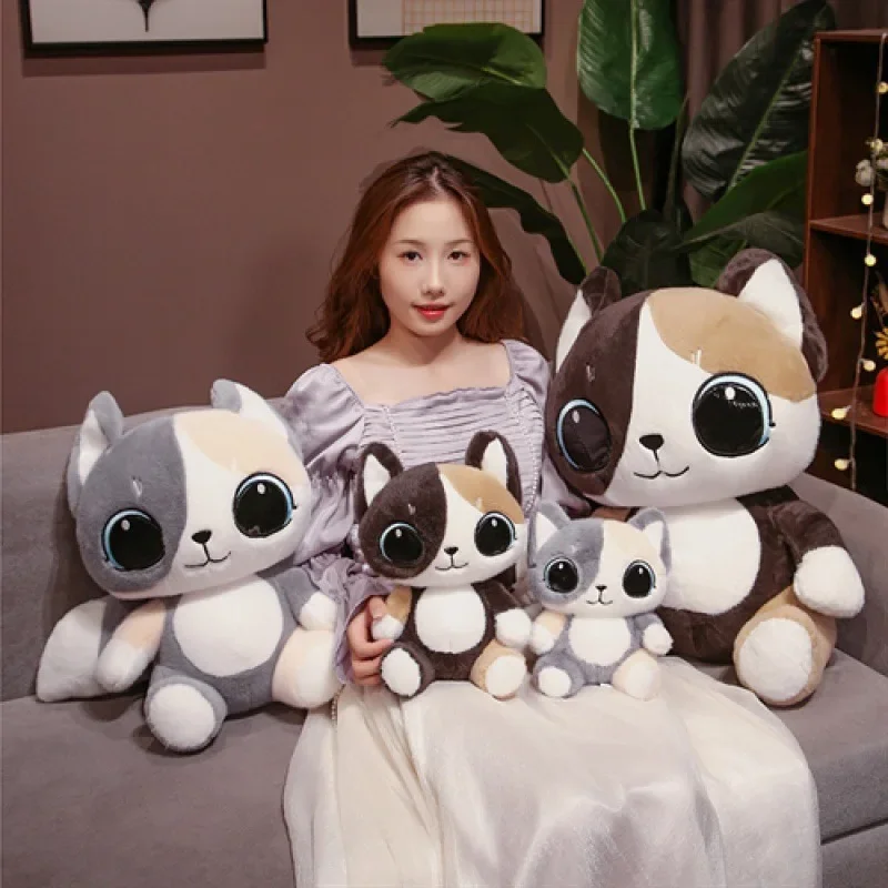 Linglong 고양이 인형 봉제 장난감, 고양이 인형, 수면 베개, 생일 선물, 소녀, 동행 인형, 검은 고양이