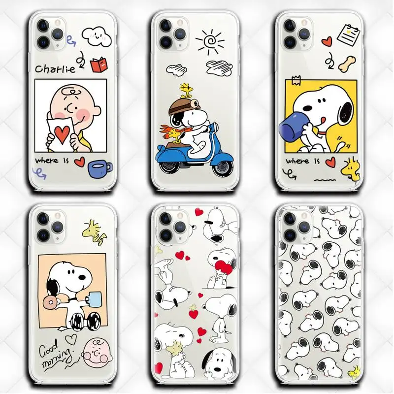 Милый мультяшный Прозрачный чехол для телефона Snoopy iphone 13 12 11 Pro max mini XS 8 7 Plus X SE 2020 XR