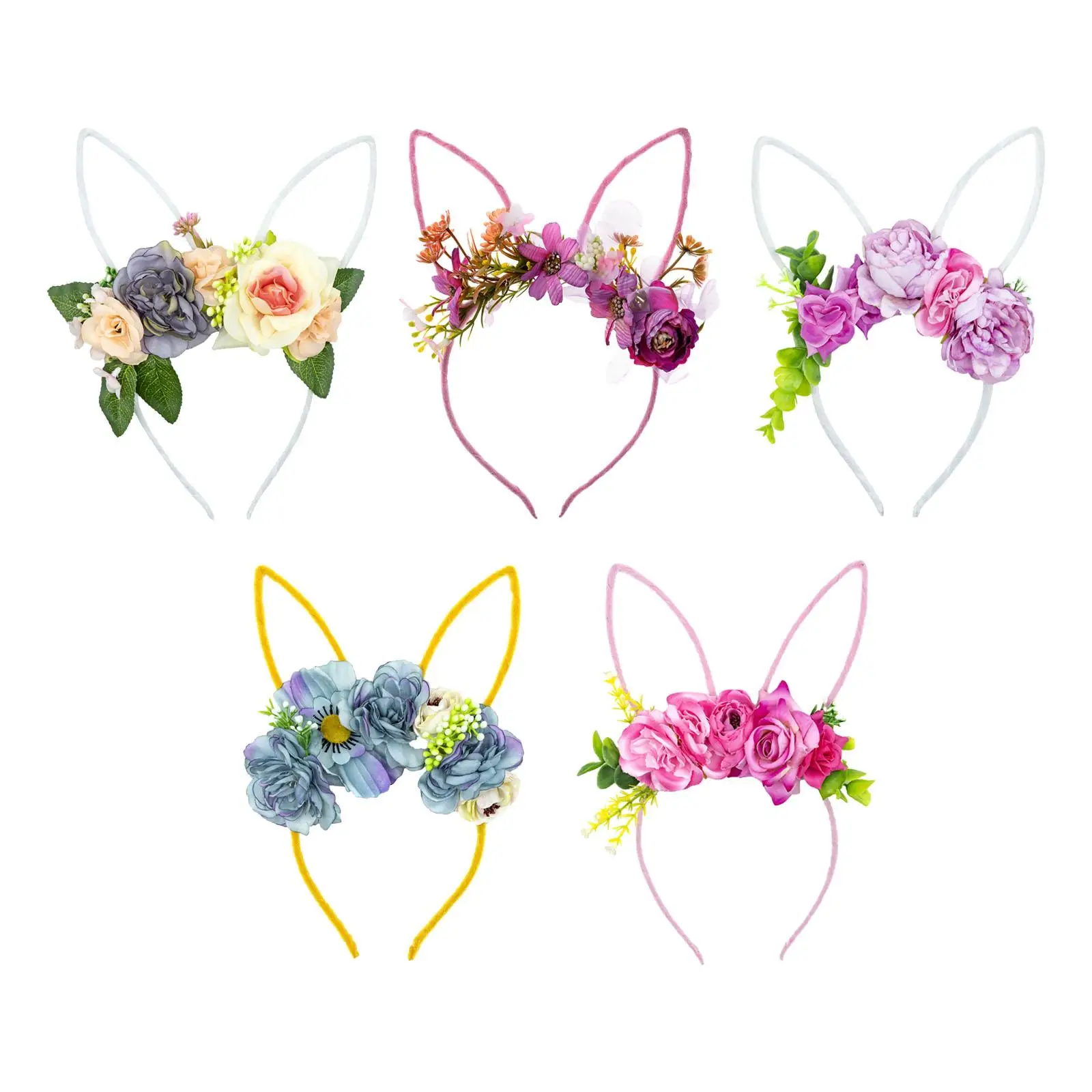 Easter Bunny Ears Headband Lovely Flower Hairband Hair Accessories for Wedding Carnival Halloween Christmas Party Favors hair accessories