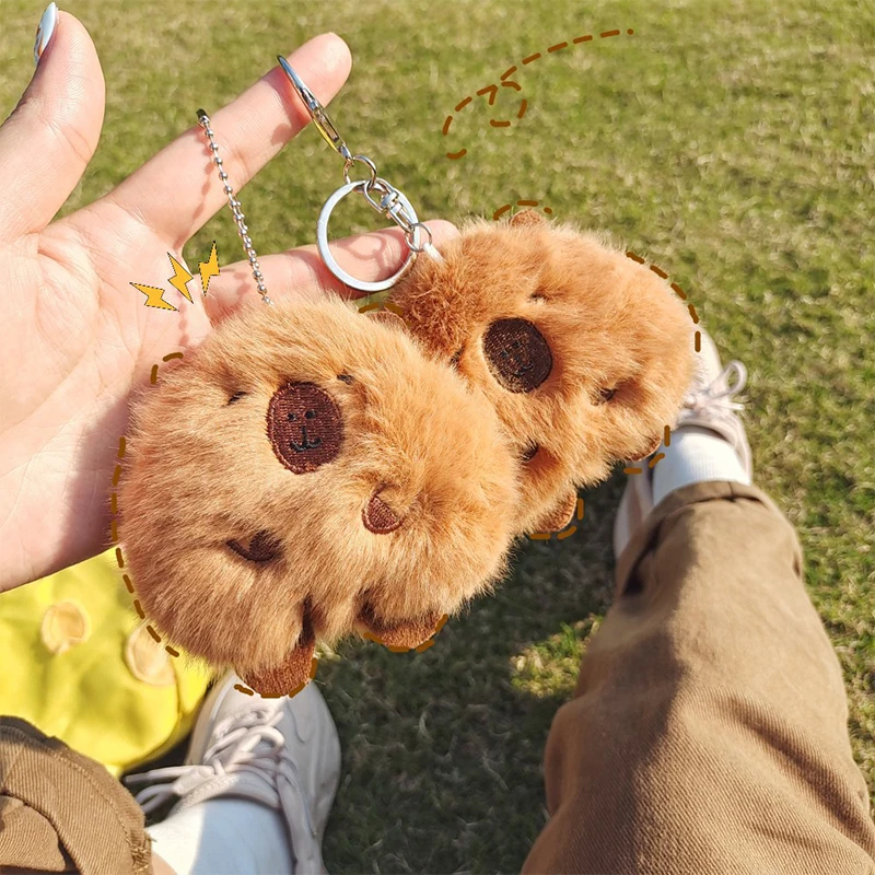 

10cm/3.9in Cute Squeak Capybara Kapybara Key Chain Guinea Pig Plush Toy Pendant Backpack Charms Car Bag Decor Christmas Gift