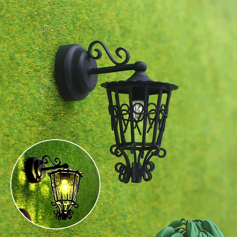 1:12 Dollhouse Miniature LED Light Wall Lamp Hollow Garden Light Model Home Decor Toy Doll House Accessories