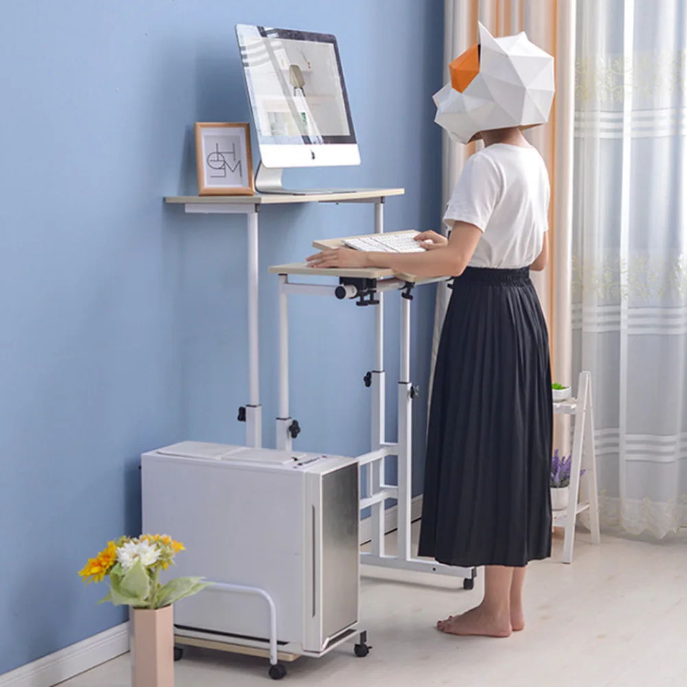 60cm Adjustable Height Stand Up Laptop Desk Computer Standing Desk with Rollers Laptop Computer Stand Desk Stand Up Laptop Desk 3