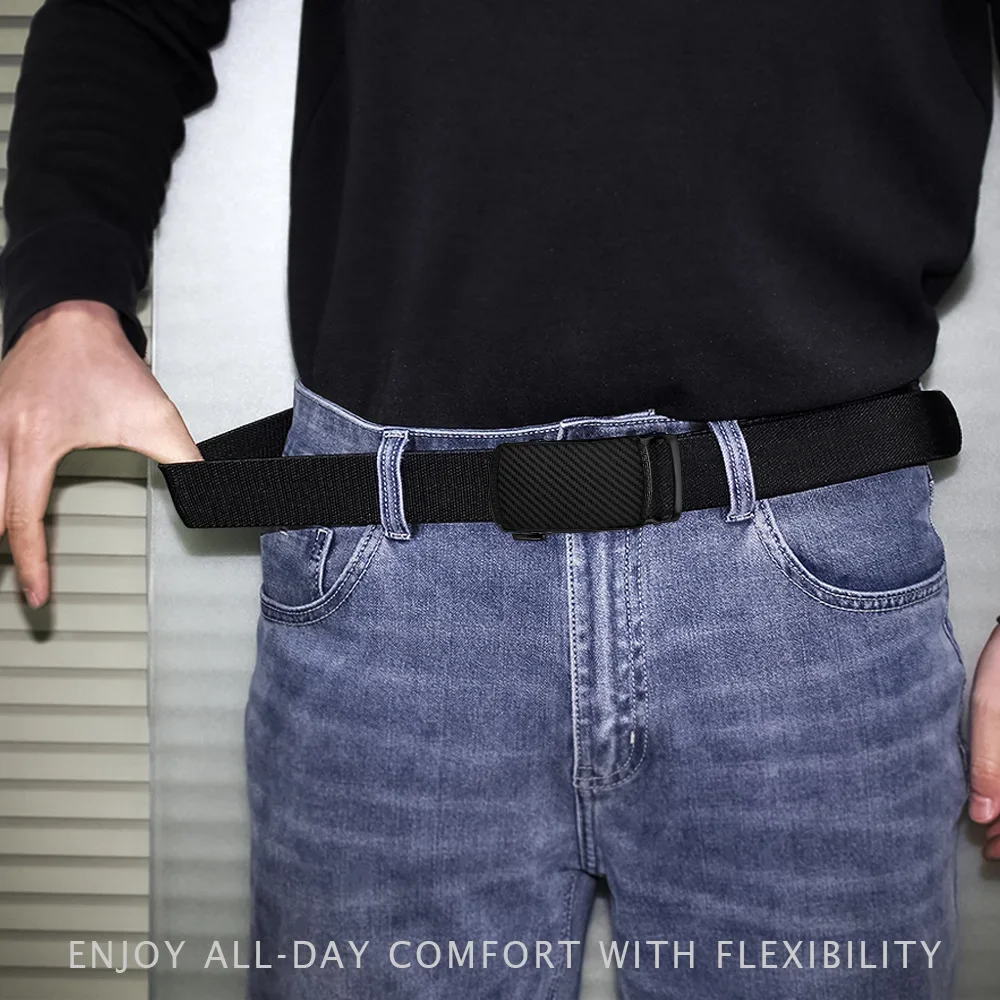 Men's Durable Elastic Tactical Belt with Alloy Automatic Buckle for Outdoor and Casual Wear