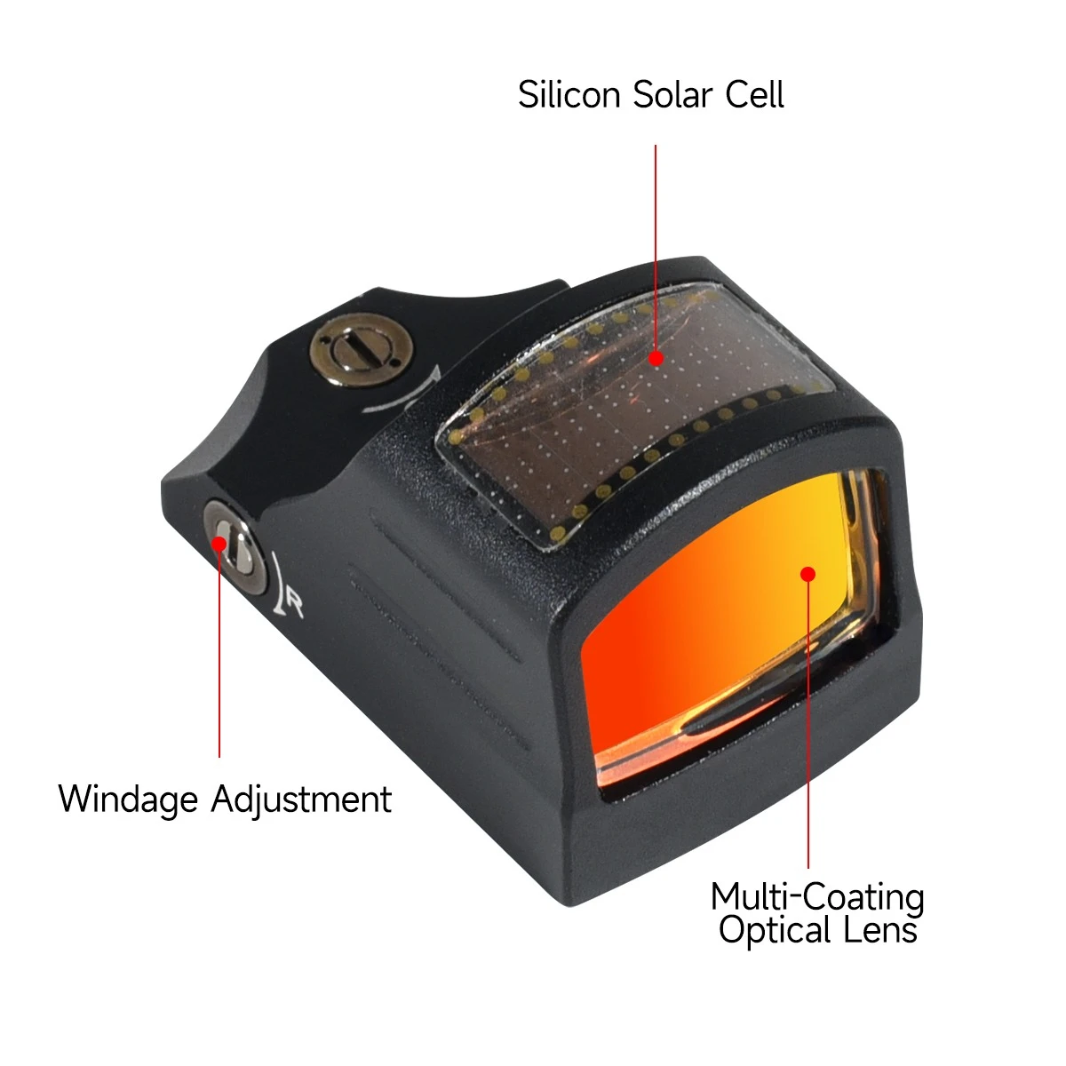 HS 507C Solar Power Red Dot Sight Holographic Collimator Failsafe Parallax-Free Aluminum Pistol Glock Gun Sight with 20mm Base