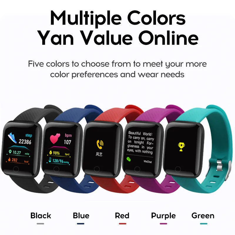 New 116plus Smartwatch Bracelet Waterproof With smart watch blood pressure Sleep Monitor Heart Rate Monitor And Fitness Features