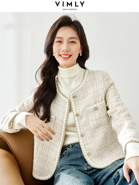 New Spring Women Tweed Jacket, Neck Spring Tweed Jackets