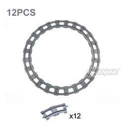 8PCS Block Train Track Set with Railway Switch and Crossover Parts - Big Size Building Bricks Accessories (12PCS Tracks Set)