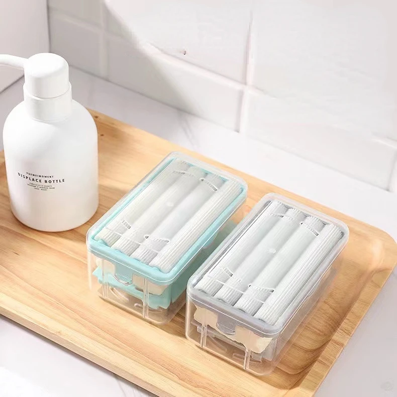 Creative Roller Type Soap Box For Bathroom Shower Rub-free Soap Box with Sponge Rollers Plastic Soap Drain Storage Container