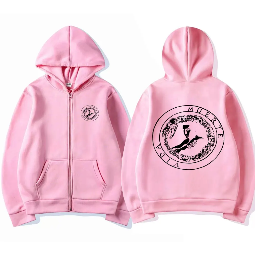 Canserbero Vida All We Need Is Love Print Zipper Hoodie Male Vintage Hip Hop Zip Up Jacket Men Gothic Rock Oversized Sweatshirt