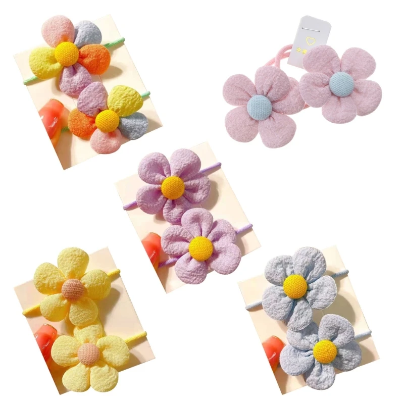 

Flower Hair Bands for Girl Elastic Rubber Band Jacquard Nylon Hairband 2PCS Dropship