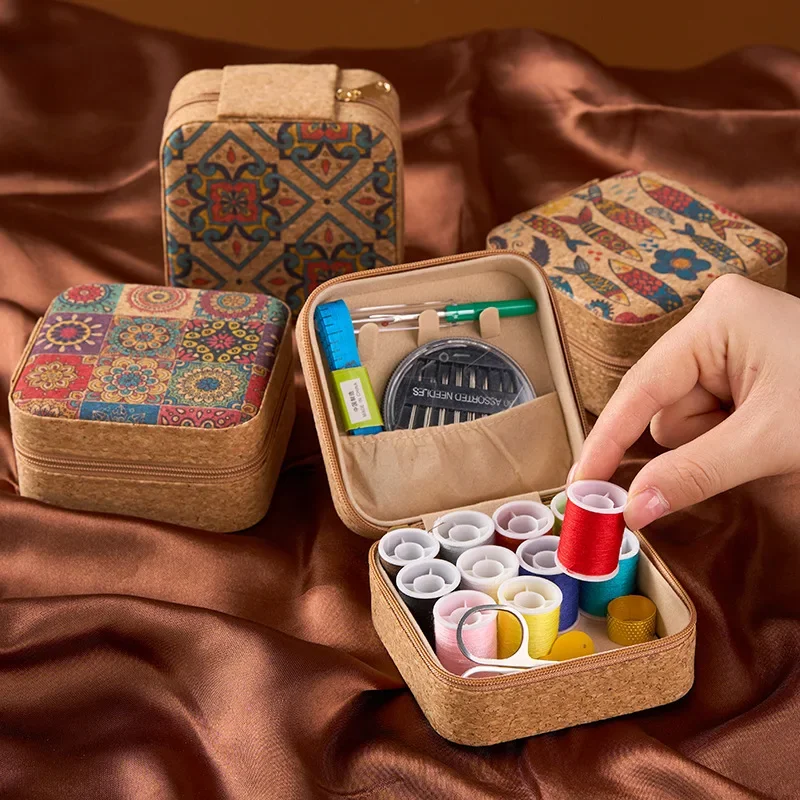 Mini Travel Sewing Kit Leather Case for Adults Beginners