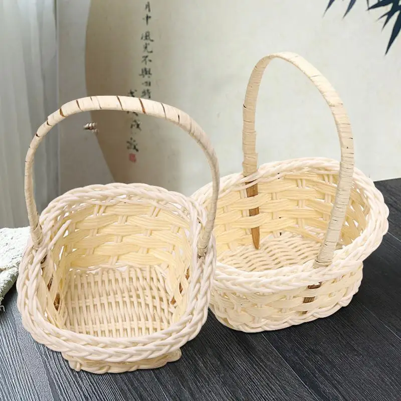 Hand Made Wicker Basket Wicker Flower Basket Shopping Storage Hamper And Handle Wooden Wicker Picnic Basket Fruit Basket 6