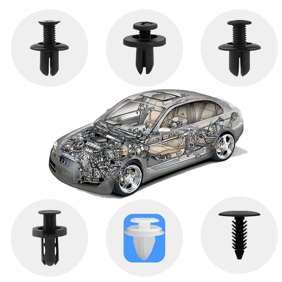 100PCS Auto Clips Voiture,Clips De Fixation Avec Outil De