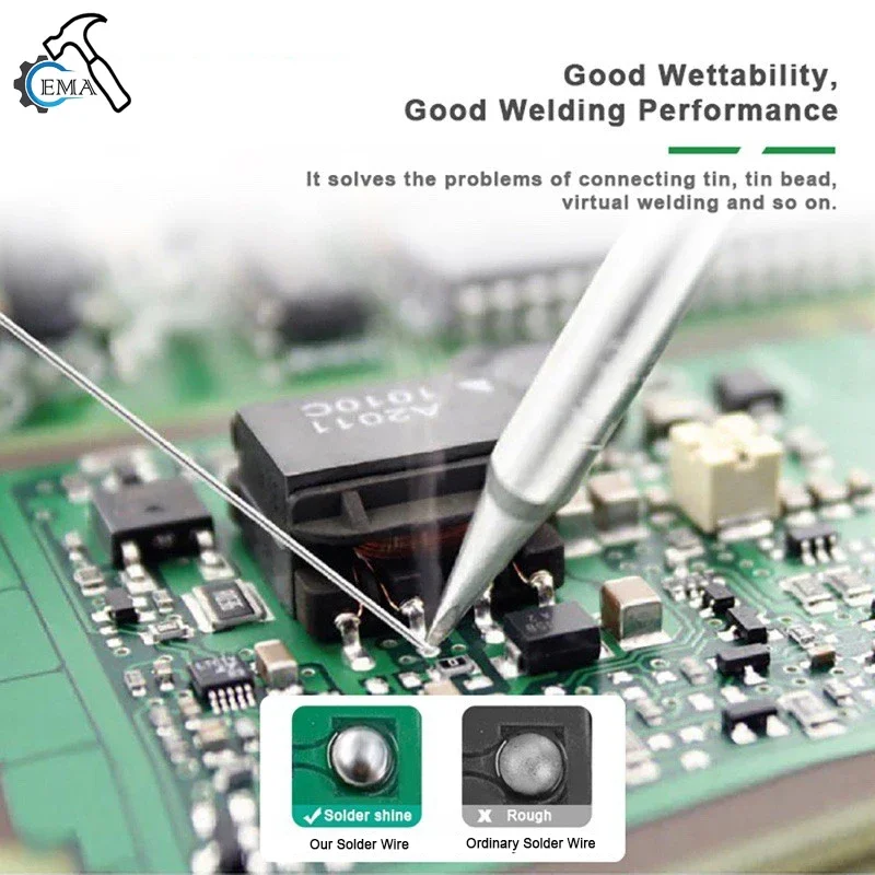 무연 로진 코어 솔더 와이어 Sn99.3Ag0.3Cu0.7 1mm 100g 저융점 주석 와이어 RoHS PCB 전자 용접 수리 1-6팩