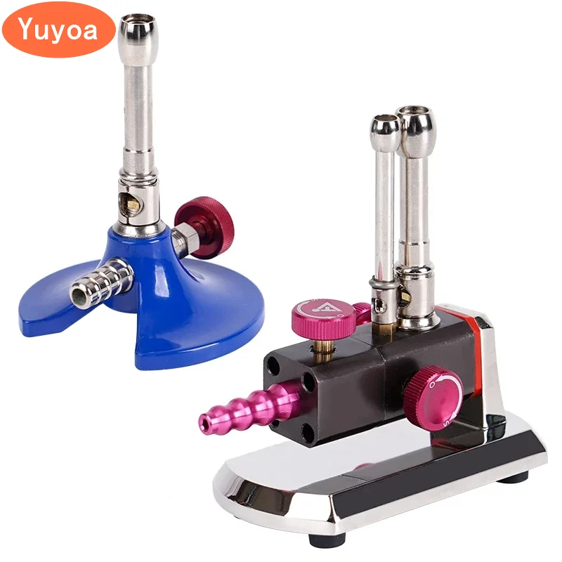 Dental Lab Portable Natural Gas Light Mini Bunsen Burner Double Tube Rotatable Laboratory Heating Tool_voghion.com