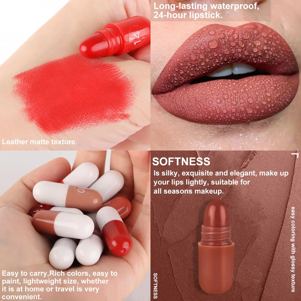 Mini 18Pcs/Set Liquid Lip Gloss Set Waterproof Non-stick Velvet Matte Lipstick Lip Gloss Cosmetic Makeup Care 24Hour Longlasting