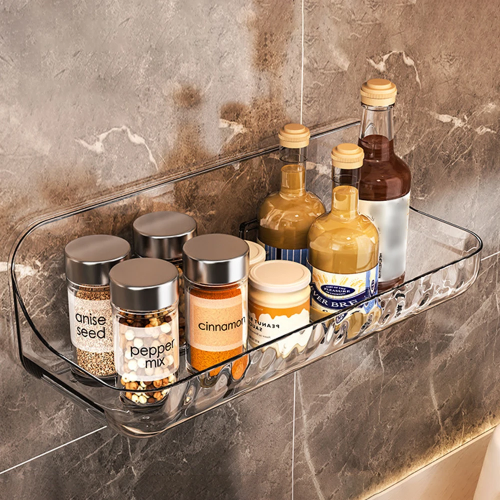 Household Acrylic Bathroom Shelf, Bathroom, Toilet, Perforation-Free Wall Hanging Washstand, Cosmetics Storage Shelf On The Wall 2