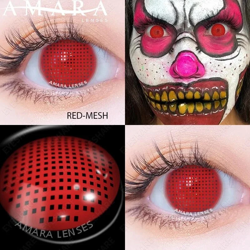 AMARA Vibrant Red Cosmetic Contact Lenses for Stunning Cosplay and Festive Makeup