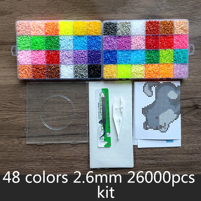 2.6/5mm Hama Beads Toy 24/72 Colors Perler Iron Beads Kit Kids 3D Puzzles DIY Toys Fuse Beads Pegboard Sheets Ironing Paper Set 2