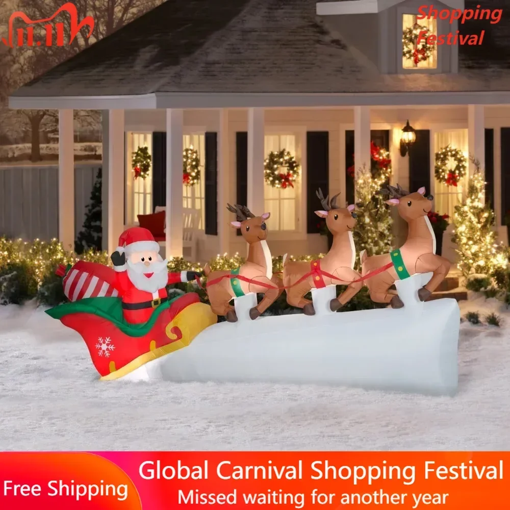 

Christmas Tree Decorations Inflatable 11 Ft Christmas Santa With Flying Reindeer Scene Decoration 2024 Gift Liquidations Event