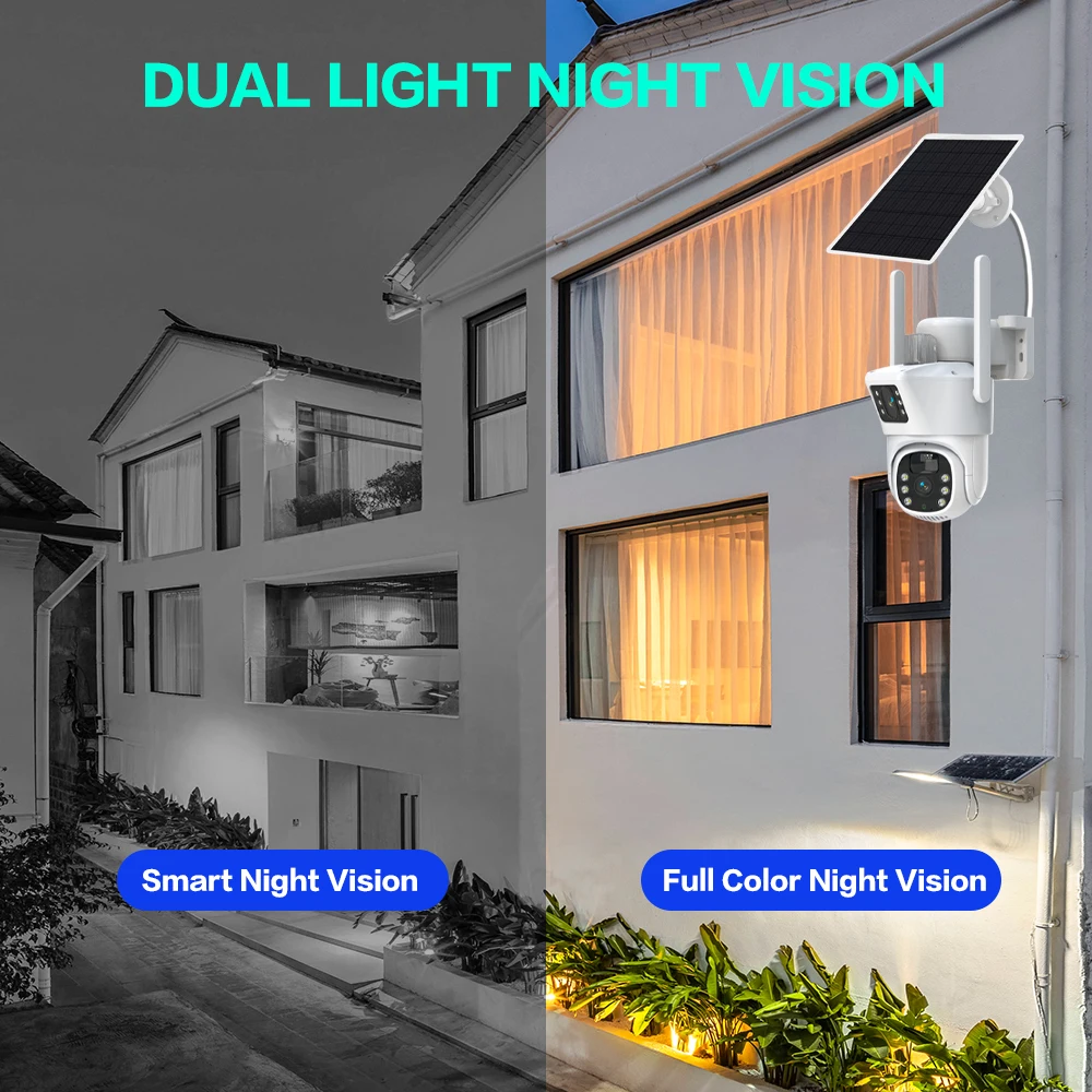 8MP 2-Way Audio PTZ Solar Camera 4G SIM Solar Battery Camera 4K Dual View Night Vision PTZ Wifi IP Camera Humanoid Tracking Cam