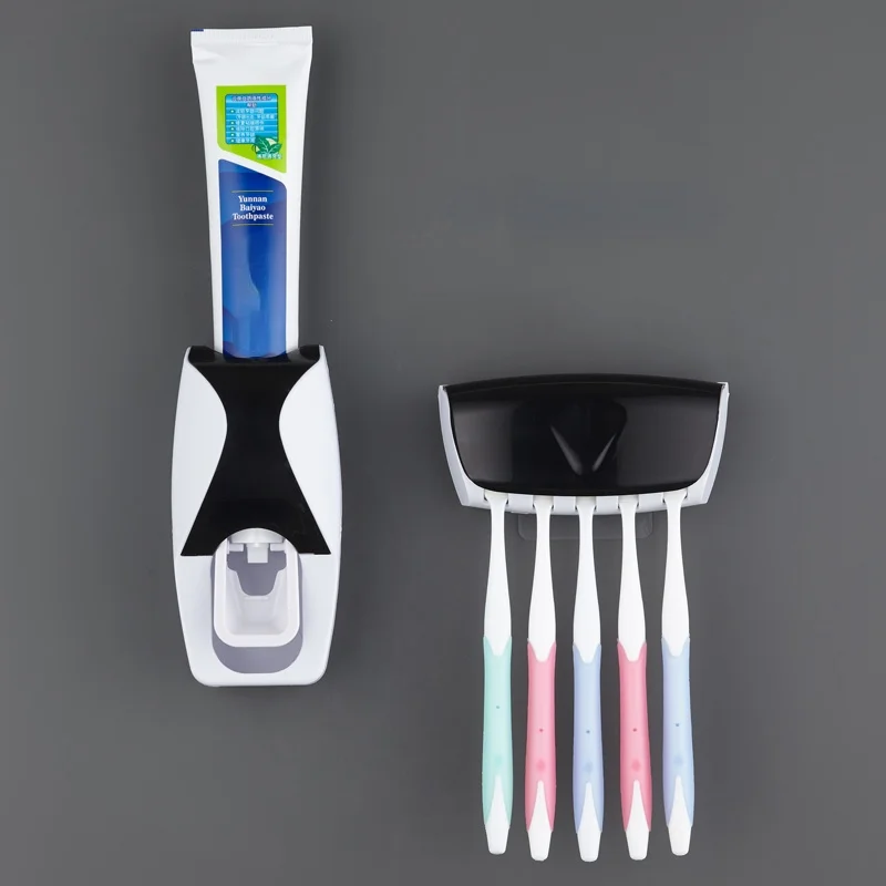 1PC Automatic Toothpaste Dispenser Toothbrush Holder Dustproof and Sticky Suction Wall-mounted Bathroom Squeezer |