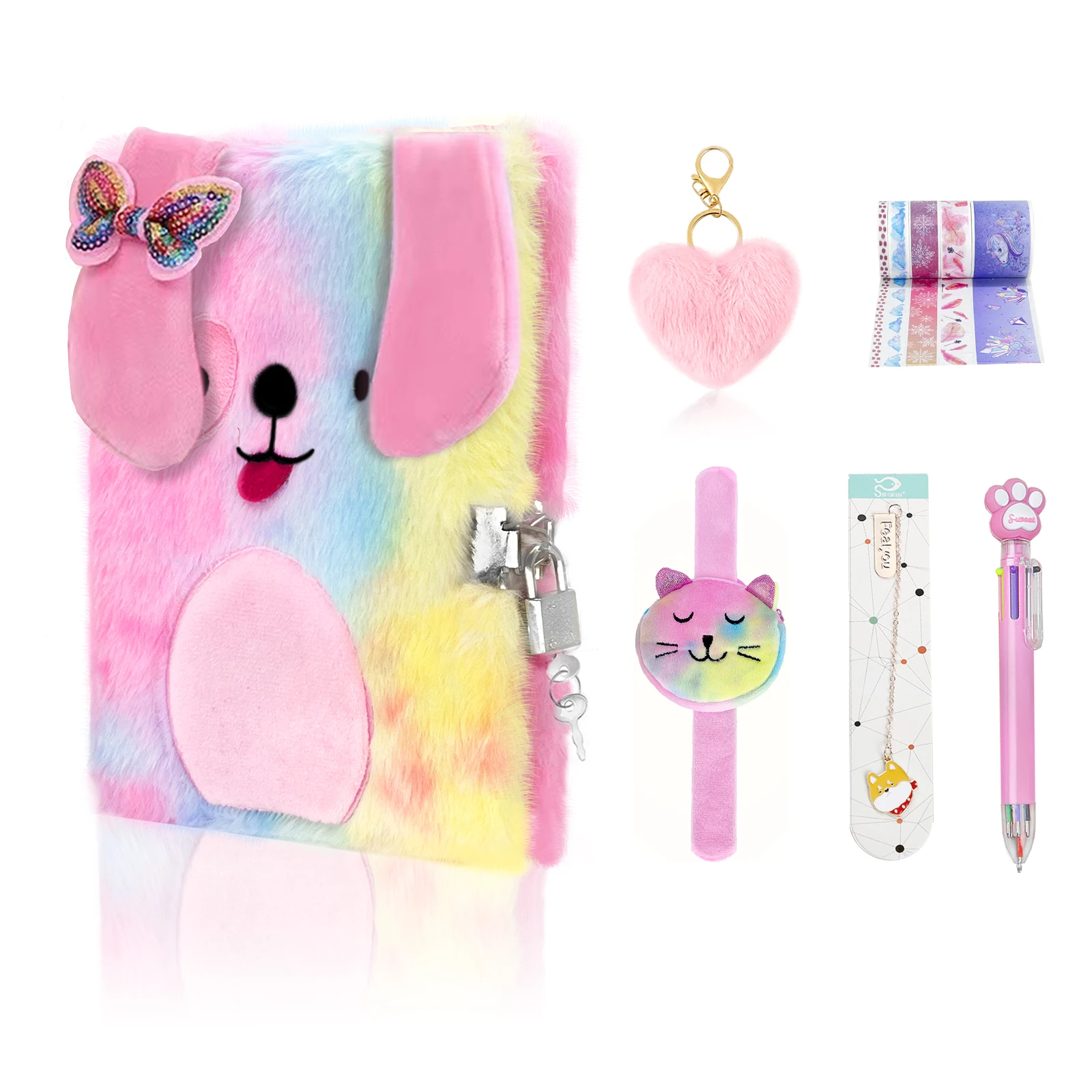 Diario Dei Cartoni Animati Quaderni Per Ragazza Bambini Peluche Cane Diario Segreto Con Serratura E Blocco Note Chiave Memo Pad Set Regalo Di Cancelle