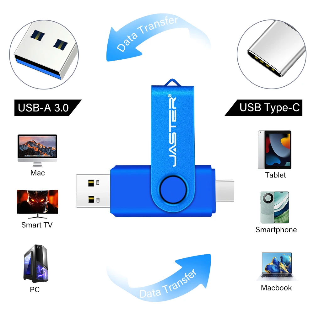 타입C 2 in 1 USB 3.0 플래시 드라이브 128GB 컬러풀 회전식 펜드라이브 64GB 고속 메모리 스틱 32GB 무료 맞춤 로고 U 디스크