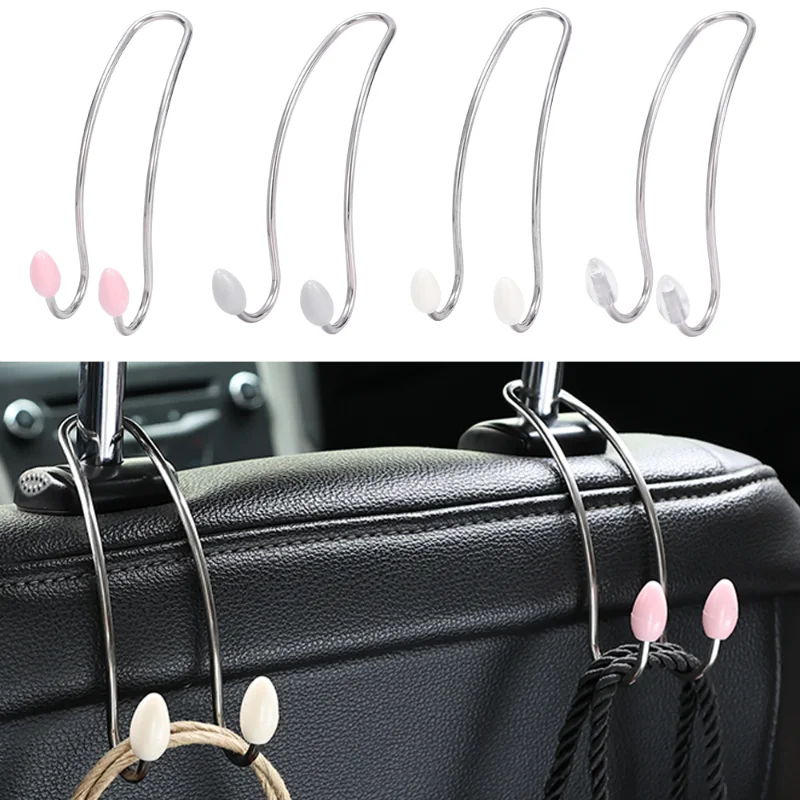 

New Car Headrest Stainless Steel Hooks with Decor Hidden Back Seat Handbag Clothes Hanger Storage Organizer Mini Car Hanger Hook