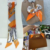 New 2025 simulated silk wrapped bag strap bag handle silk scarf tied bag ribbon decorative small streamer - Image 4