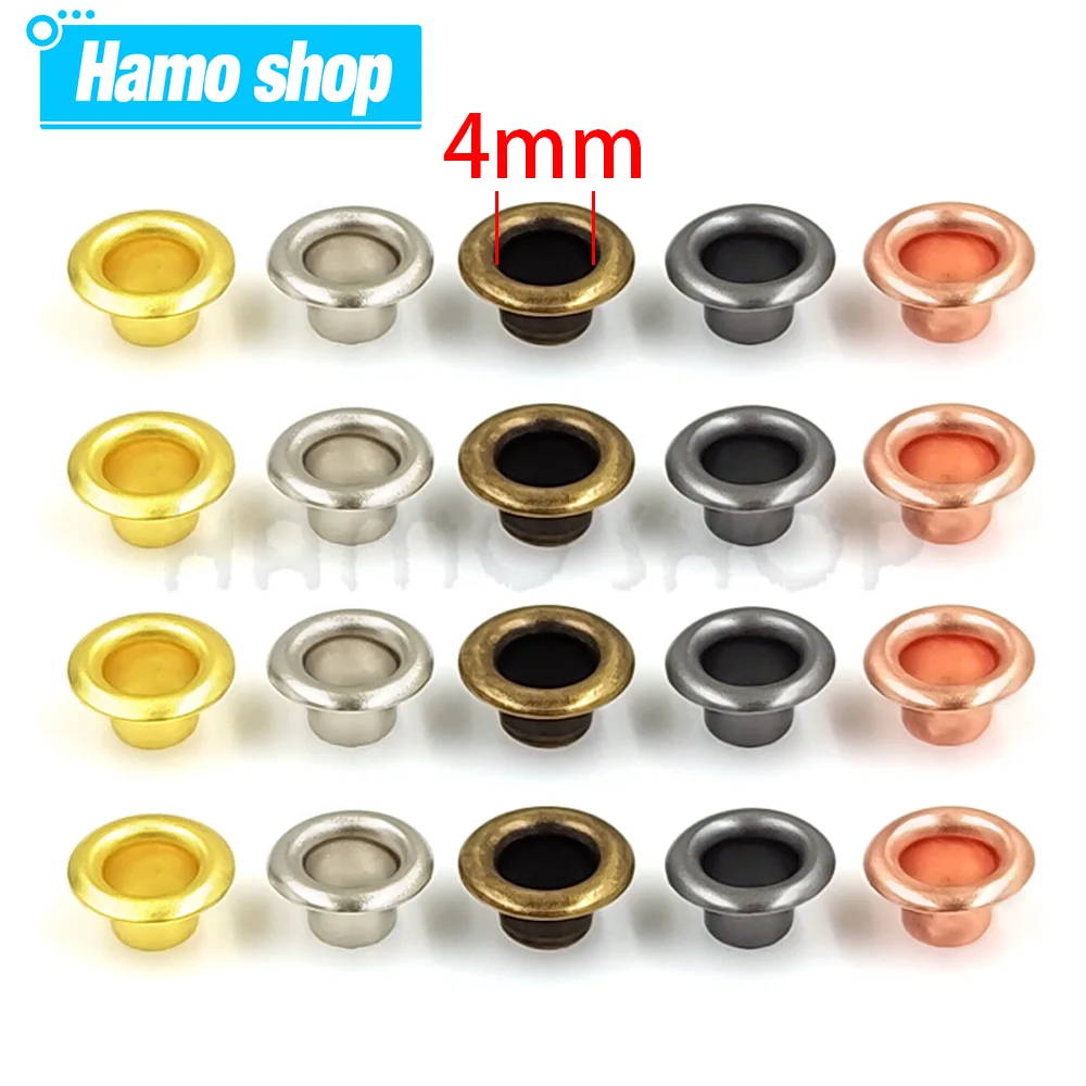 Eyelet Grommet Ring Kit 100 Sets 4mm Metal With Washer For Leathercraft Shoes Bag Clothing
