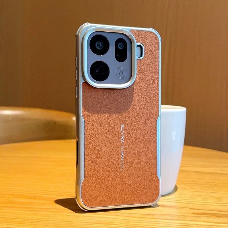 Magnetic Blade PU Leather Case with Silver Bezel Lens Bumper Cover