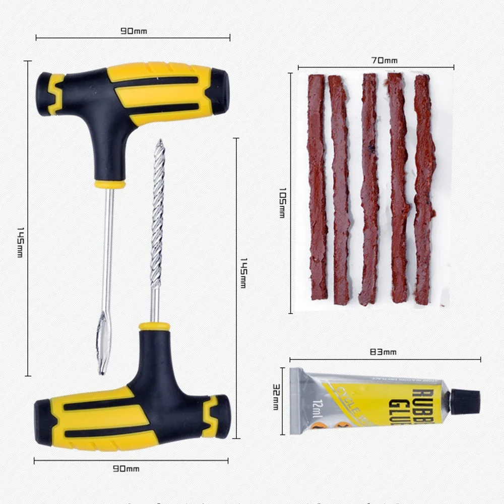 Tire repair kit 1 Set car tire repair tools road bicycle bike tubeless tire rubber bacon strip and insertion tool urgent glue free repairs
