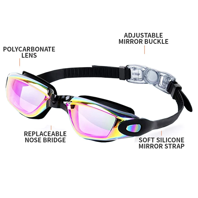 Swimming Goggles Adult Myopia Swimming Goggles One-piece Earplugs Electroplating Anti-fog High-definition Swimming Goggles 4